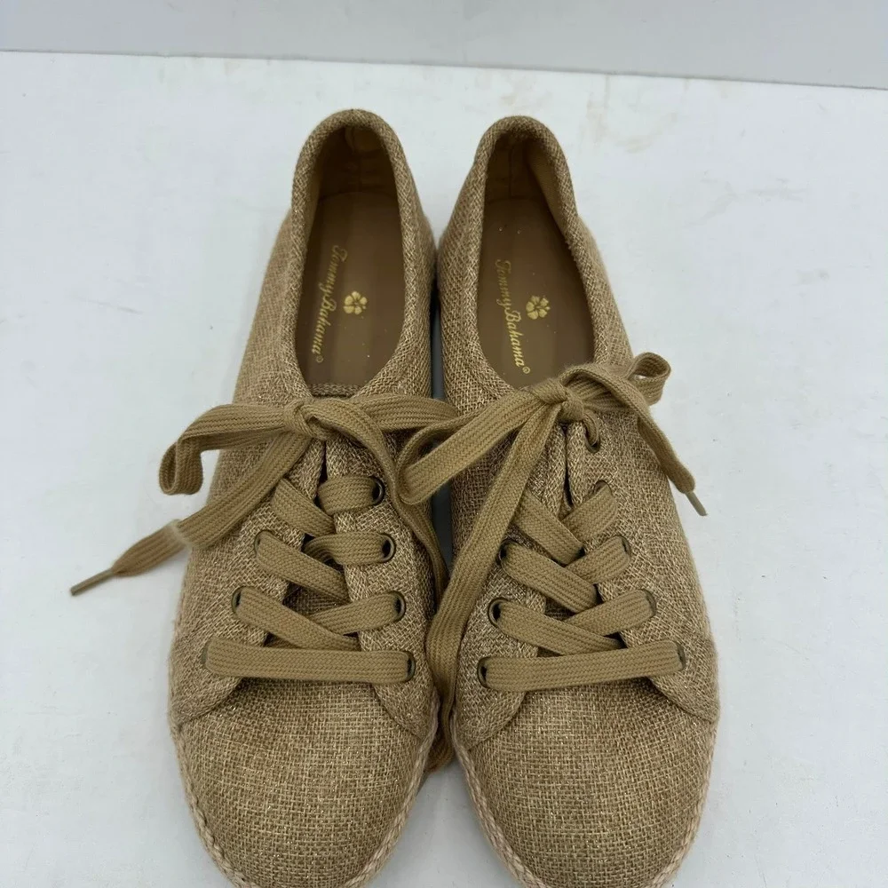 Tommy Bahama Galana‎ Tan Gold Shimmer Espadrille Sneakers Womens 9.5M PL251141